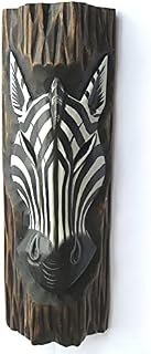 Hand Carved Wooden Zebra Mask for Wall Hanging