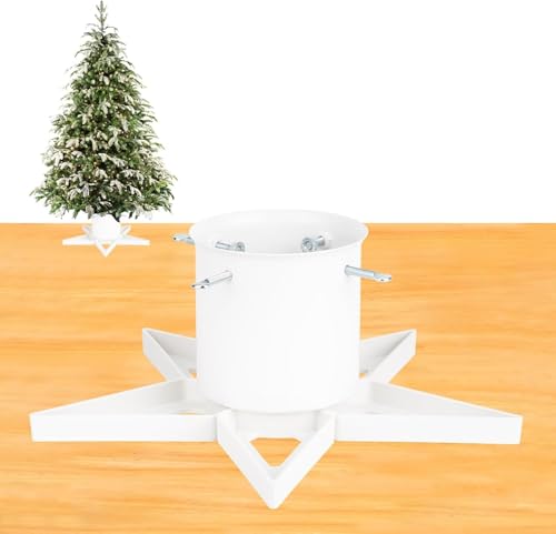 White Christmas Tree Stand Xmas Tree Base Stand for 6ft Real Tree Christmas Tree Holder Fits Up to 4.7 Xmas Tree Trunks for Christmas Tree Party Ornaments