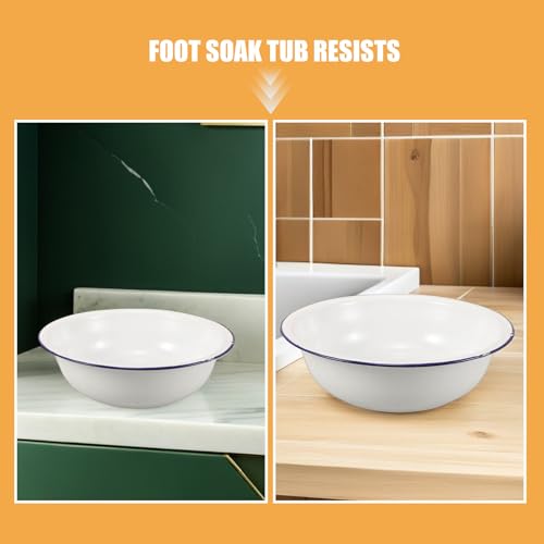 Cuenca esmaltada para baño de pies vintage de 16 pulgadas miniatura 3