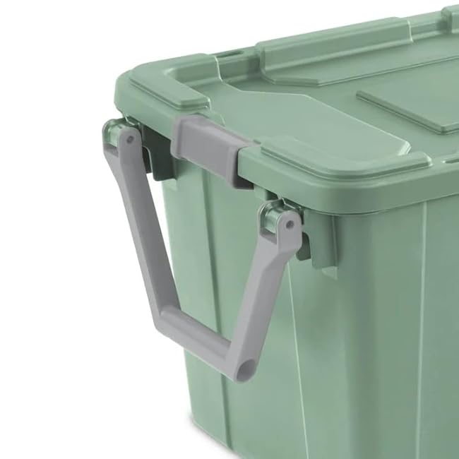 40-Gallon Wheeled Storage Bins (2-Pack) - Heavy Duty Plastic Totes with Lids & Handles - Industrial Garage/Utility Containers for Tools, Camping Gear (36.9 x 21.4) (Green)