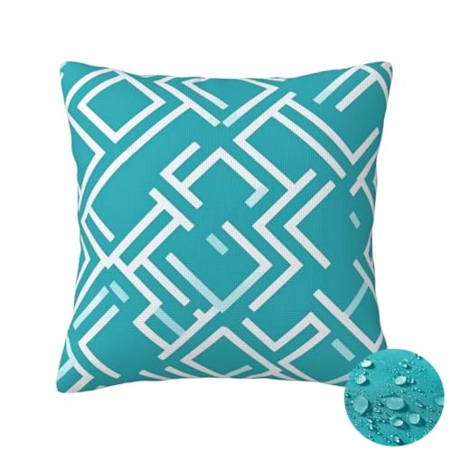 Housse Coussin Exterieur Impermeable Housse de Coussin 40x40cm Lot de 2, Bleu Oeuf de Canard Coussin Canape Decoration, L'été Coussin D'exterieur Nordic Taie D'oreiller pour Balcon Patio Jardin -OZ378