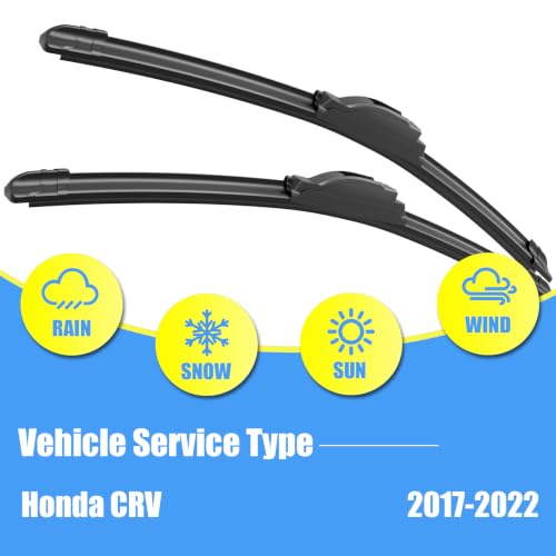 Image of Gavimnal Silicone Wiper Blades Replacement For Honda CR-V 2017-2022 | 26 inch+17 inch Front, All-Weather, Streak-Free, OE-fit, Quiet, Easy One-Click Install