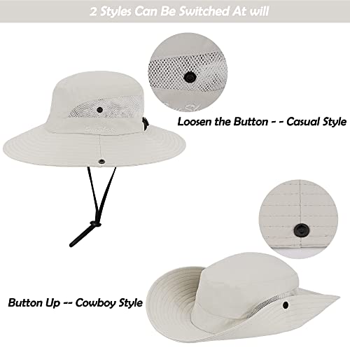 Womens Sun Hat Ponytail Hat Outdoor Uv Protection Beach Sun Hats Foldable Summer Wide Brim Bucket Hats (As1, Numeric, Numeric_6_And_3_Quarters, Numeric_6_And_7_Eighths, Beige, Medium) #TOP1