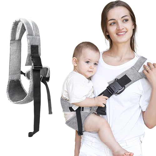 FUYTSUO Tragetuch Baby Neugeboren, Babytrage Neugeborene ab Geburt, Hüfttrage,Grau, Doppelter Schutz, Bequem und Atmungsaktiv, Universell für Alle Jahreszeiten, Geeignet für Babys Von 3 bis 36 Monaten