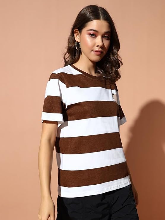 Image of THE DRY STATE Women Cotton Half Sleeve Round Neck Tshirt