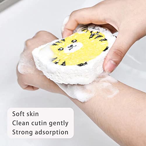 Greentaya Dishwashing Sponge - Scrub Sponge - Multifunctional Cartoon Cleaning Sponge,4 Pack Wood Pulp Sponge Dishwashing, White #TOP2