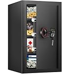 4.0 Cub Large Safe Box Fireproof Waterproof, Anti-theft Fireproof Safe with Digital Keypad, Backup Keys and 3 Removable Shelf, Security Home Safe for Money Valuables