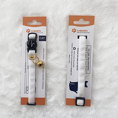 Image of Safety Quick Release Cat Collars,Double Velvet with Bell Available in a Range Colors ,Perfect for Your Kitty, Adjustable 20-30 cm (20-30cm, White)