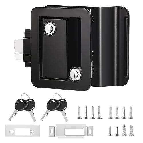 Image of RV Entry Door Lock Travel Trailer: Paddle Deadbolt Door Locks for Travel Trailers with 4 Camper Keys,100% Metal Door Latch for Camper