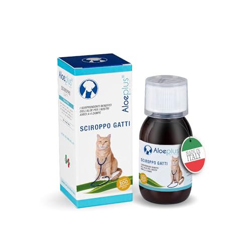 ALOEPLUS Gatos xarope 100 ml - complemento alimentar energético e desintoxicante com Aloe Arborescens Bio, reforça as defesas naturais, ideal como reconhecimento para gatos idosos e cachorros