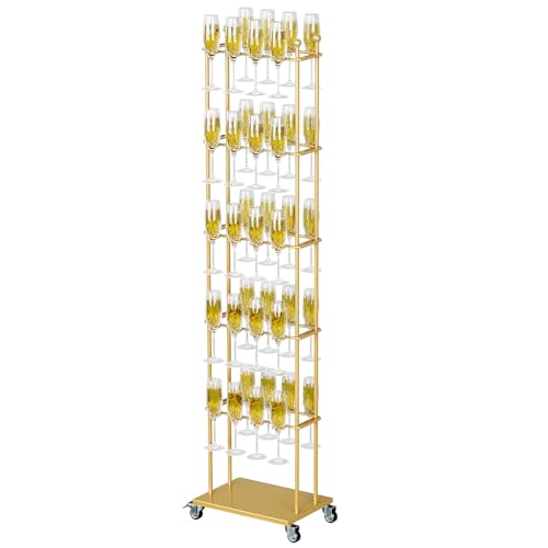 tonchean Getränke Tower Gold Abnehmbar Champagner Turm 5 Etagen 40 Gläser Aperol Tower Metall Cocktail Baumständer Cocktails Servierbaum für Partys, Hochzeiten, Kneipen, Familienfeiern