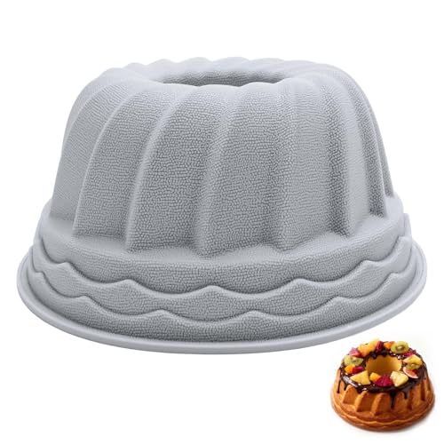 Byffoer Gugelhupfform Groß 24 cm Silikon Gugelhupf Backform Leicht zu Reinigen Kugelhupf Backform Antihaft Temperaturbeständig Marmorkuchenform für Gugelhupf Marmor Rührkuchen