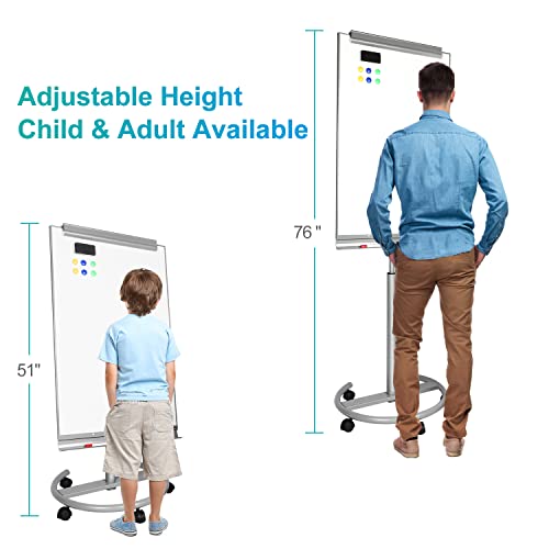 Tsj Office Mobile Standing Whiteboard - 40 X 26 Inches Dry Erase White Board Tripod Whiteboard With Rolling Stand Flipchart Easel Height Adjustable #TOP3