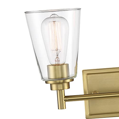 Image of DESIGNERS FOUNTAIN 2-Light Westin Bathroom Vanity Lights Fixture, 15 Inch Wall Mount Sconce for Bedroom or Over Mirror, Brushed Gold, 95702-BG