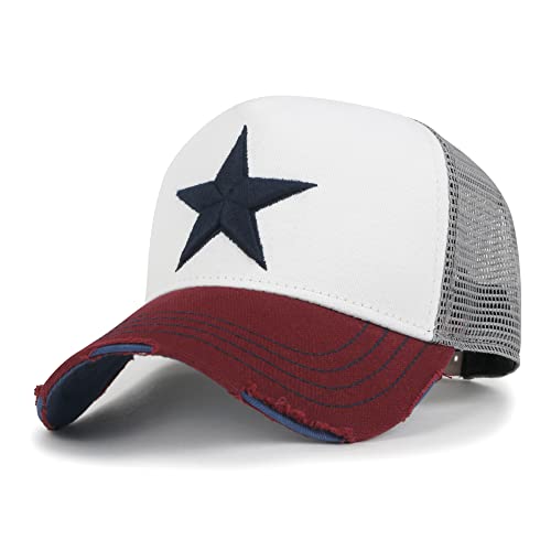 ililily Star Embroidery Black White Trucker Hat Cotton Baseball Cap product thumbnail 13