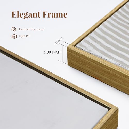 Framed Neutral Abstract Wall-Art Painting - Large Abstract Canvas Wall Decor 3D Curve Illustrations Hand painting for Living Room, Bedroom, Office - 2 Piece 28 x 40 Inch, Ready to Hang - Image 6