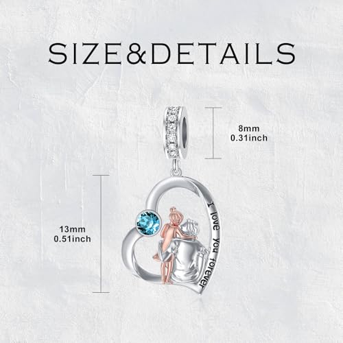 Image of PROESS Father Mother Daughter Charm fit Charms Bracelet Sterling Silver Charms for Bracelets Birthday Valentines Day Gifts for Daughter Mother Lover