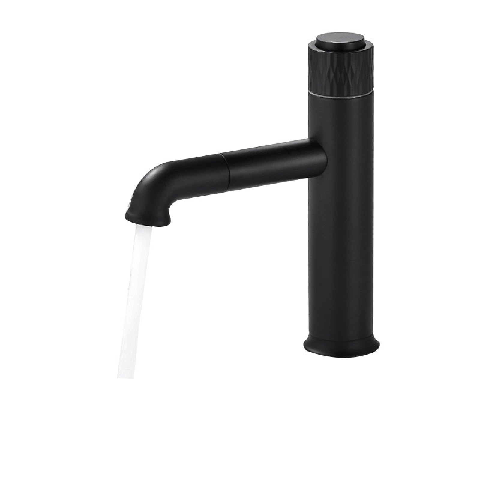 Robinet de lavabo de cuisine rotatif anti-éclaboussures noir et or