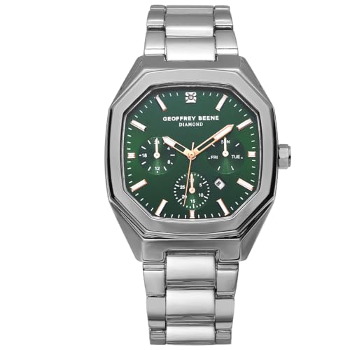La mejor selección de Geoffrey Beene al mejor precio. 39 Geoffrey Beene - Reloj de vestir de acero inoxidable para hombre, cuarzo clásico, fecha, diseño elegante, resistente al agua (plata), Plateado, 41