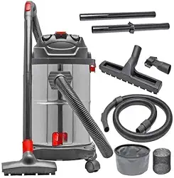 Aspirador profissional para automóveis 15 L 1400 W - Construção em aço inoxidável, uso a seco e molhado, portátil, motor potente, adequado para veículos e oficinas de manutenção (220V)