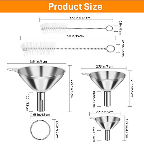 Ygdz W15 Kitchen Funnels For Filling Bottles, Ygdz 3Pcs Small/Medium/Large Food Grade Stainless Steel Metal Kitchen Funnels Set thumb #1