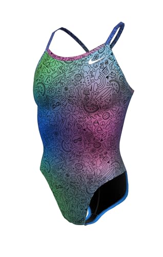 Nike Women's Hydrastrong Multi Print Racerback One Piece Swimsuit Cool Multi, Size 36