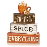 Moucuny 4 Pcs Fall Tabletop Decor Fall Cup Decoration Autumn Tiered Tray Decor Rustic Wooden Cup Block Sign Gift Thanksgiving Centerpiece Farmhouse Autumn Decoration for Harvest Party Kitchen Home