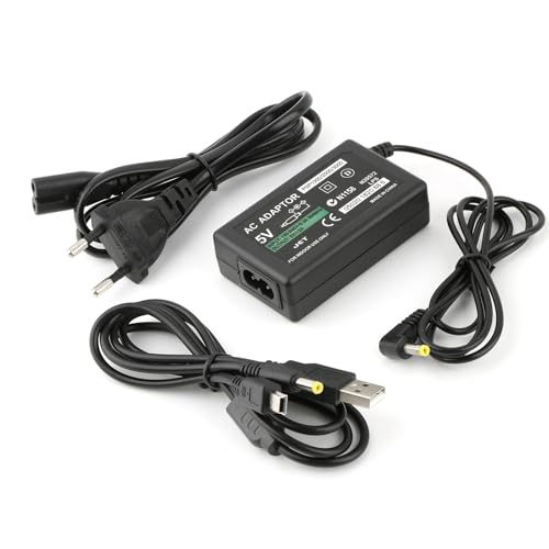 pour Chargeur pour Sony PSP 1000/2000/3000 Series Alimentation Interne Remplacement avec Cordon d'alimentation et Câble de Charge USB 2 en 1 XX