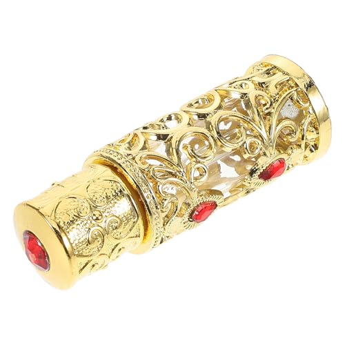 Hohopeti Botella de Perfume Recargable de Vidrio 3 Ml Color Dorado, Dispensador de Aceite Esencial para Viaje, Frasco Ligero Estilo Árabe de Dubái, Envase Portátil para Fragancia