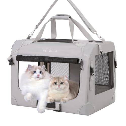 Image of Extra Large Cat Carrier Soft Sided with Wheels Folding Small Medium Dog Pet Carrier 24 inchx16.5 inchx16 inch Travel Collapsible Ventilated Comfortable Design Portable Vehicle