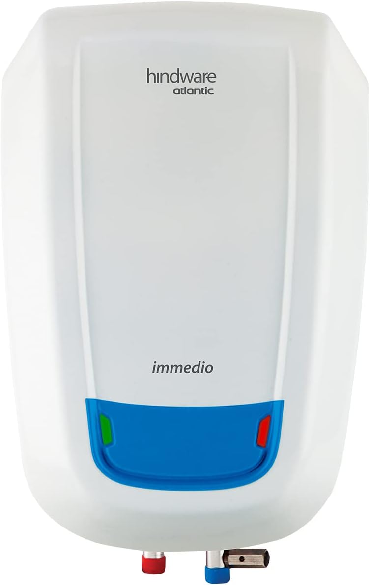 Hindware Atlantic Immedio 5L Water Heater, Wall Mounting, White & Blue