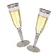 High Quality Hard Plastic Champagne Flutes With Silver Rim And Base. 6 Ounce Capacity, Set of 16 Disposable Glass Drinkware.