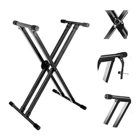 Kadence Keyboard Stand - Heavy-Duty Piano Stand (NK13-3kg Dual Braced) - Piano Keyboard Stand with Locking Straps - Keyboard Double X Stand - Keyboard Music Stand for Kids & Adults (Black) Cover