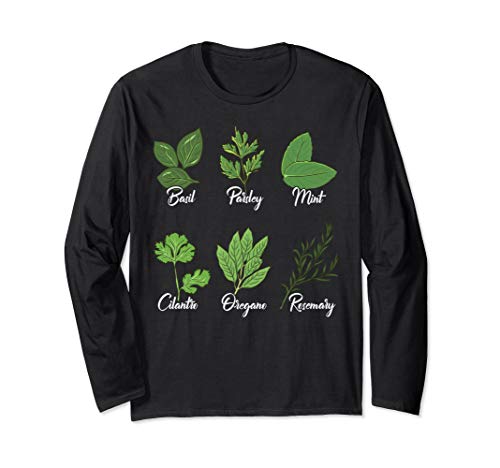 Herbs Gardener Gift Basil Rosemary Oregano Thyme Cilantro Long Sleeve T-Shirt