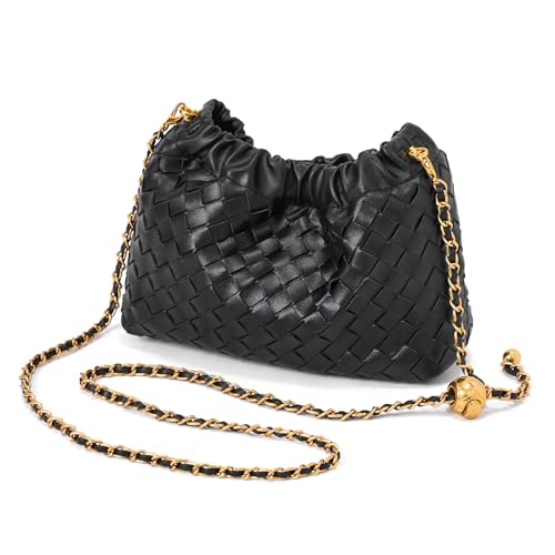 MELOLILA Mini Woven Purse Dumpling Bag Woven Crossbody Bag Evening Purse for Women