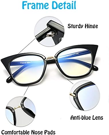 Miniatura 7 de ZUVGEES Paquete de 2 lentes de lectura para mujer, diseño de ojo de gato de gran tamaño, con bloqueo de luz azul, para lectura de computadora