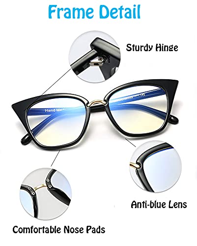 Image of ZUVGEES 2 Pack Womens Cute Oversized Cat Eye Blue Light Blocking Reading Glasses Computer Readers