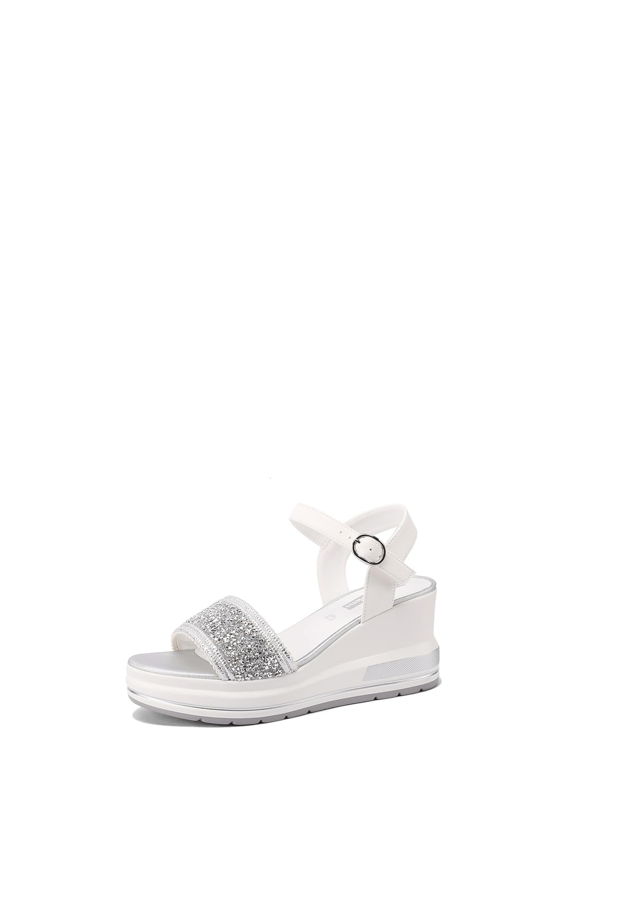 QUEEN HELENA Zeppe con Strass Sandali Alti con Cinturino Casual Donna X32-218
