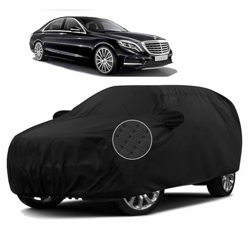 Image of Sulfar 100% Waterproof Car Body Cover Compatible with Mirror for Mercedes Benz S 300 (Triple Stitched, Full Bottom Elastic, Black-TB)