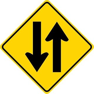 Two Way Traffic Symbol Road Street Warning Sign Plaques and Signs Outdoor Aluminum Metal Sign 12X12 Inches