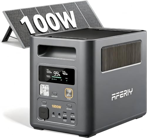 AFERIY 1800W1024Wh Solargenerator mit 100W Solarpanel,Erweiterbar auf5120Wh