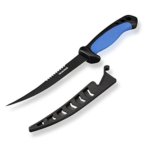 ANAWRICH Filleting Knife, 420J2 Stainless Steel Sharp Fish Knife 6.5inch, Slotted Ventilation Knife Cover with Fixing Lock