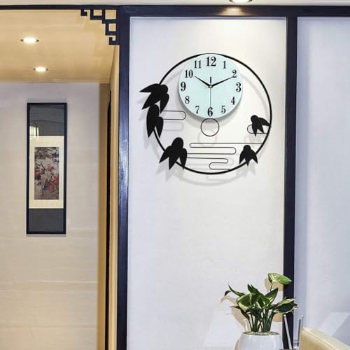 Image of Stylish Metal Wall Clock for Living Room, Bedroom, Office, Kitchen, Home and Hall | Antique Fancy Big Size Modern Wall Watch for Home Decor (Style-44, 40 CM)