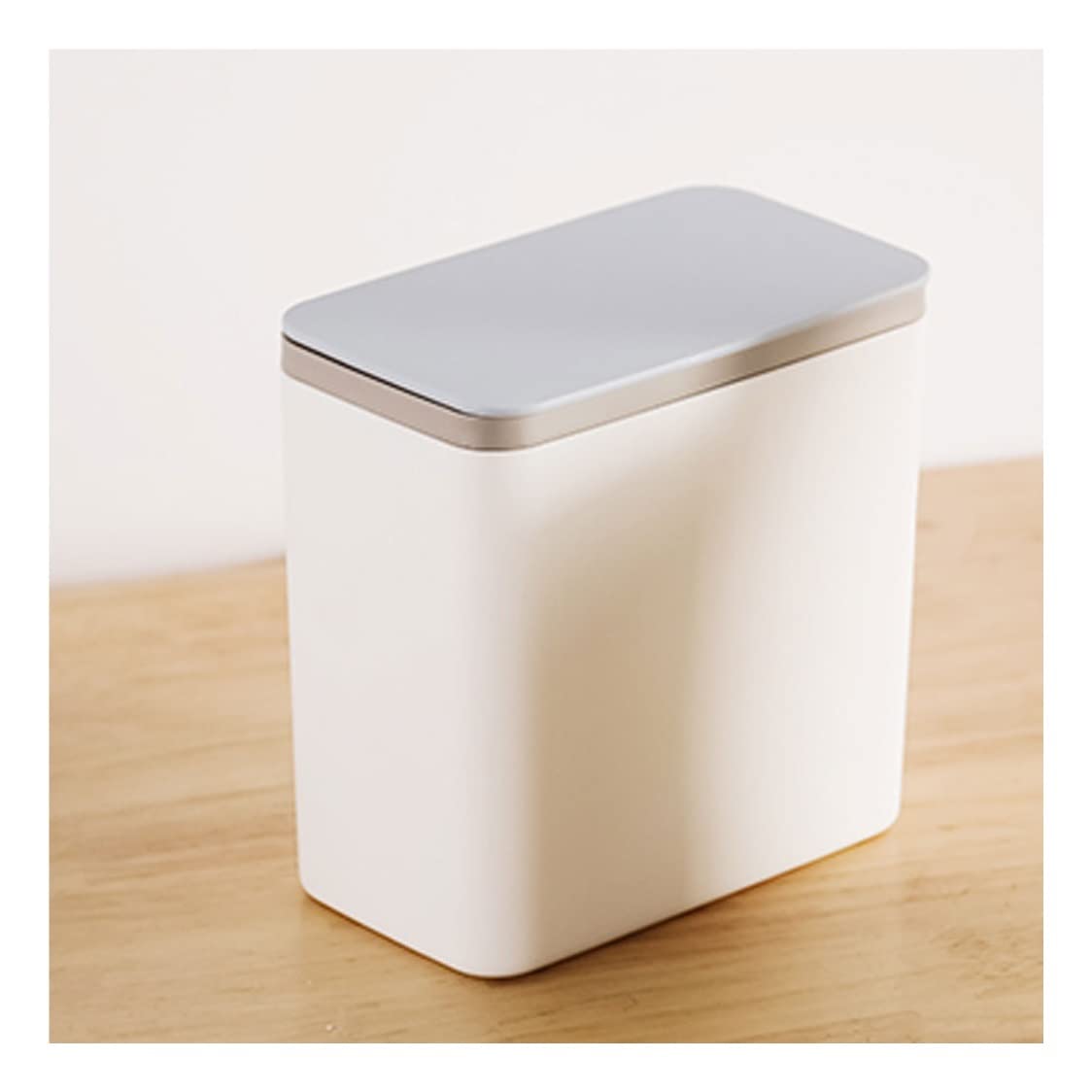 Square Mini Small Waste Bin Desktop Garbage Basket Home Table Plastic Office Supplies Trash Can Dustbin Sundries Barrel(Gray)