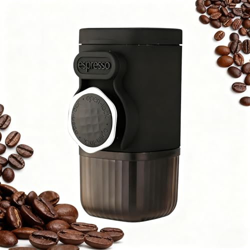 Cafetera de viaje al aire libre, pequeña máquina de café prensada a mano, adecuada para cocinas, campistas, exteriores en interiores y amantes del café de viaje, color negro