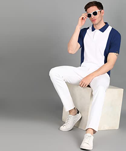 Image of Urbano Fashion Men's Colour-Block Slim Fit Half Sleeve Cotton Polo T-Shirt