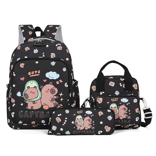 Ansamy 4pcs Capybara Cartable Fille Primaire Sac à Dos...
