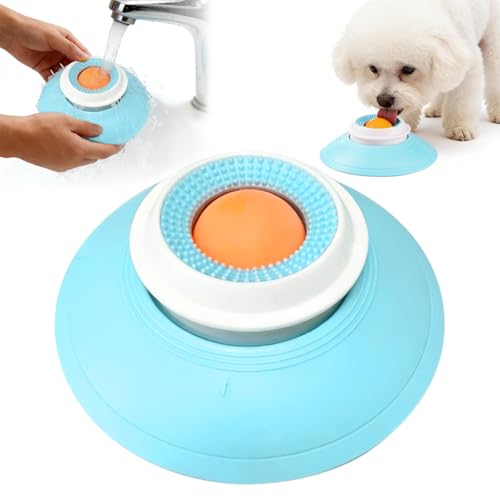 VLEDARLING Juguete Cuenco para Lamer Mascotas para Perros y Gatos con Ventosas, Alimentador Lento para Perro, Dispensador de Bolas para Lamer Perros con Bola Giratoria