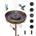 Solar Bird Bath Fountain, Green Metal Stand, 7 Nozzle, Outdoor Garden Decor (Copper)