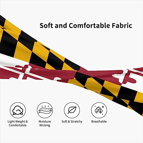 Image of Maryland Flag Sports Headbands Moisture Wicking Workout Headband Sweatband Headbands for Running Cycling Football Yoga Hairband for Men Women
